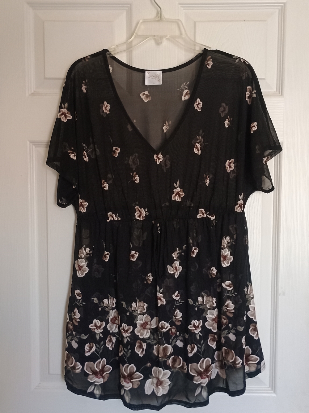 EUC Siren lily Maternity Sheer Pullover Floral V-Neck Tunic Women’s Top Size 1X